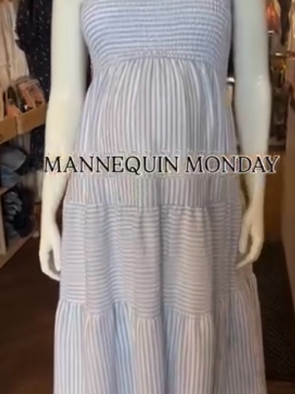 Pregnacy dress/ Smocked Tiered Maxi Dress - Blue/White
